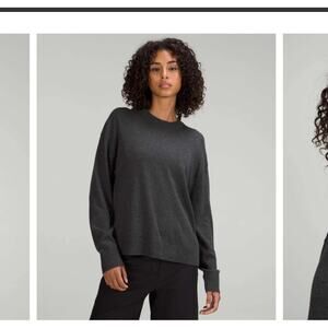 Lululemon Cotton-Cashmere Blend Crewneck Sweater Heathered Black